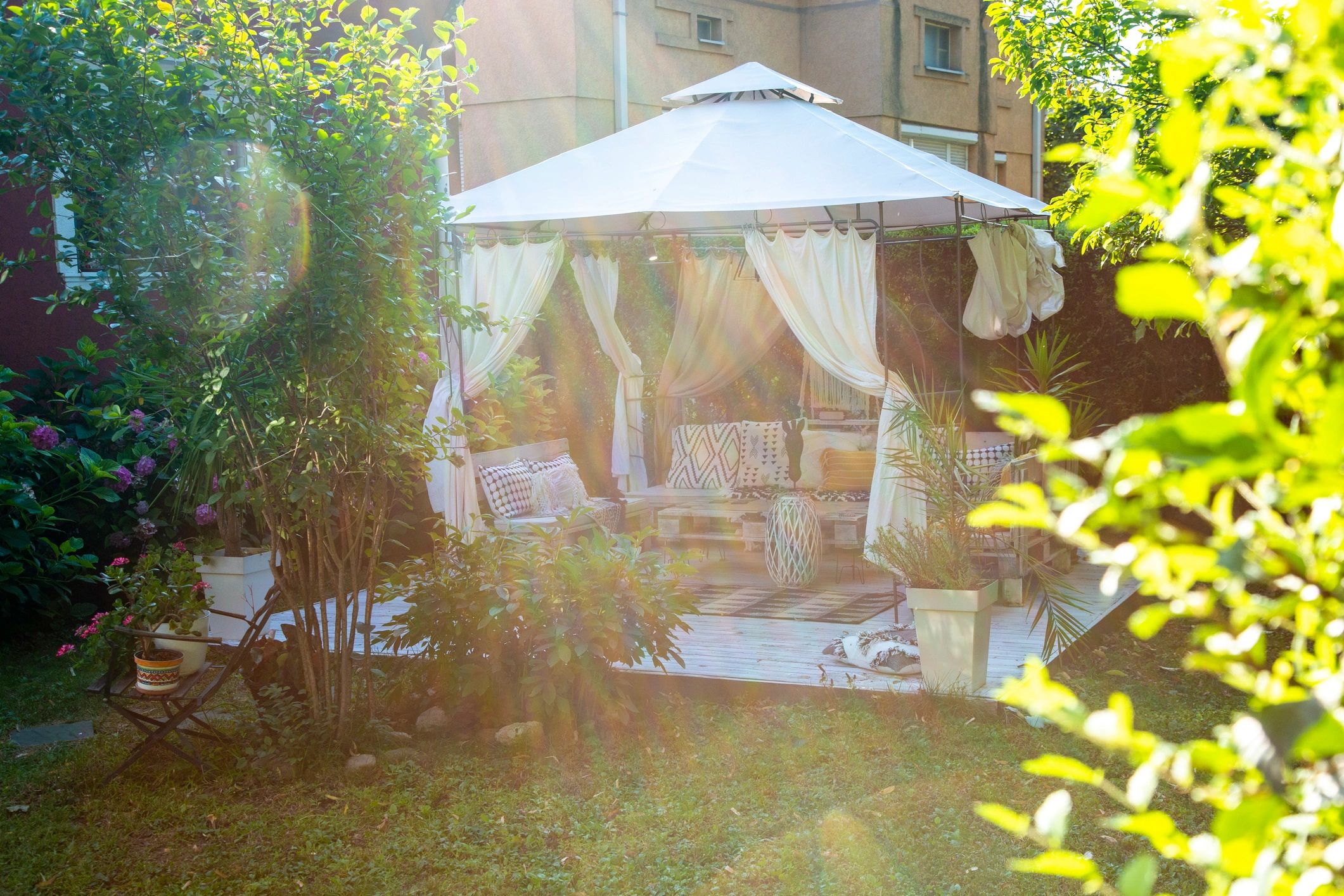 Outdoor planters enhancing a calm patio space