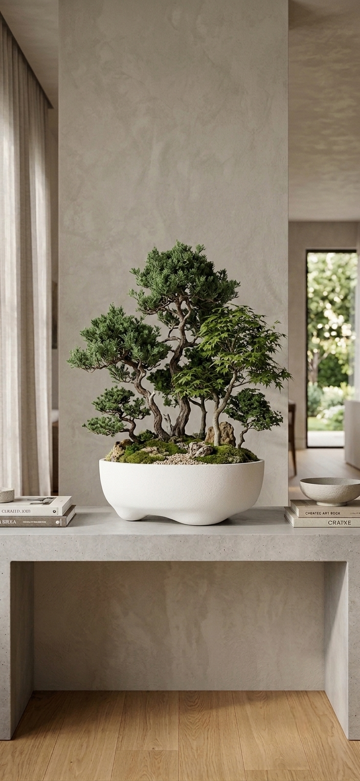 Organic Curved Ceramic Bonsai Bowl Planter
