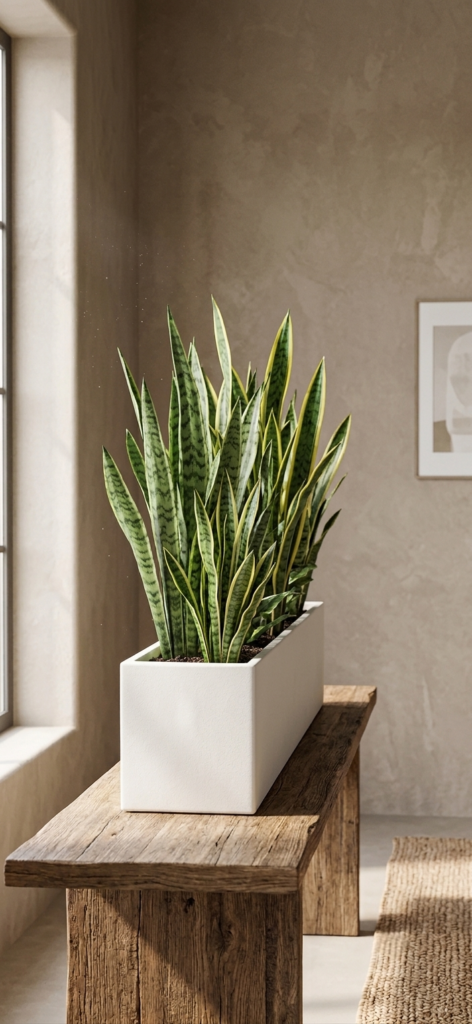 Minimalist White Rectangular Tabletop Trough Planter