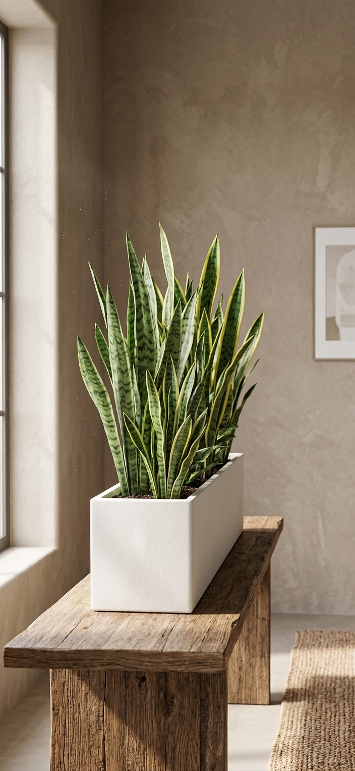 Minimalist White Rectangular Tabletop Trough Planter