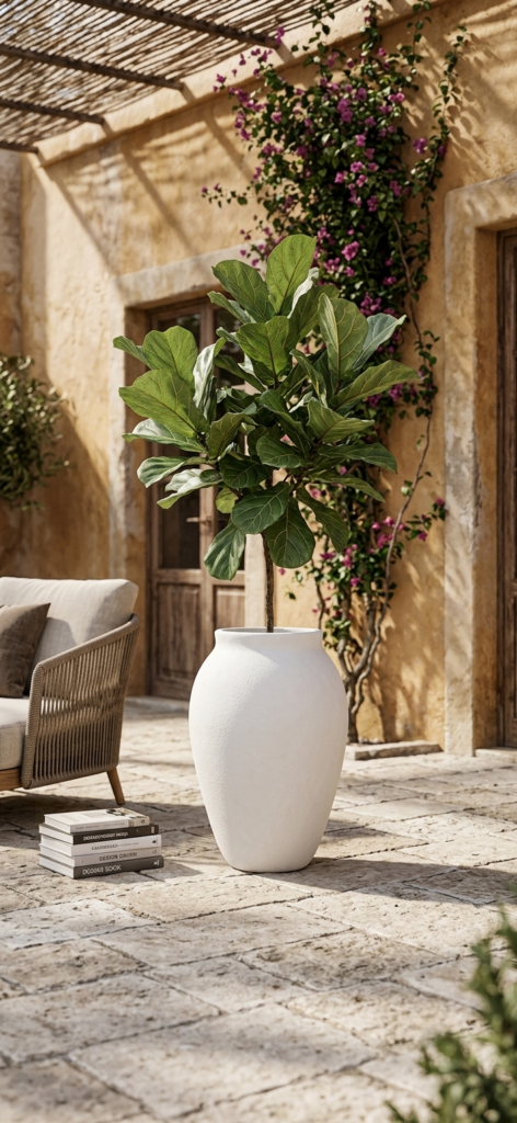 Matte White Amphora Floor Planter