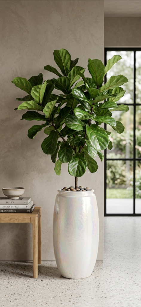 Iridescent White Tall Ceramic Vessel
