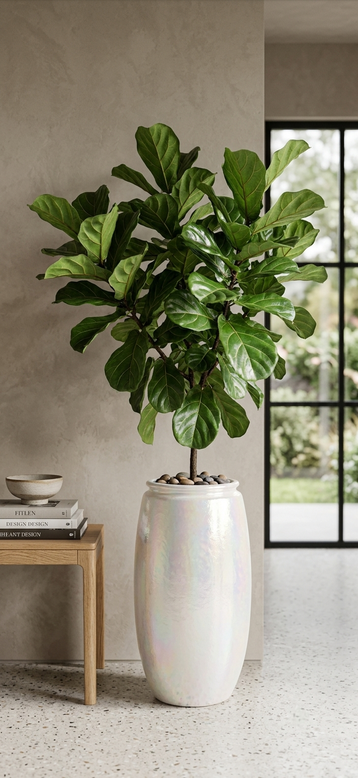 Iridescent White Tall Ceramic Vessel