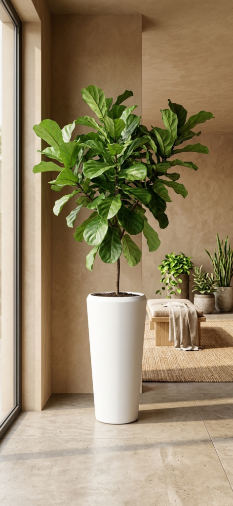 Matte White Tall Cylindrical Planter