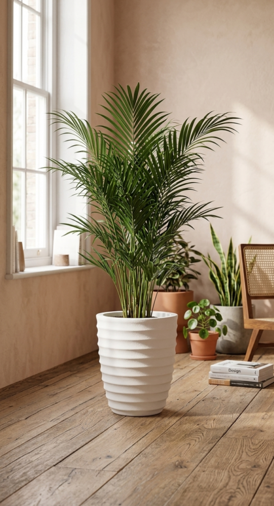 Rippled White Ceramic Floor Planter