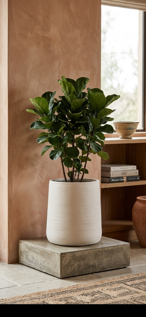 Textured Off-White Tapered Ceramic Planter